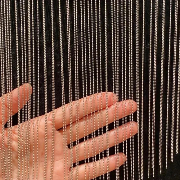 BALMAIN Wool Silver Metal Chain Fringe Embellished Tunic Dress 44 - Picture 3 of 8